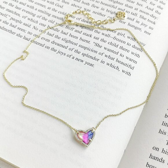 NEW Kendra Scott Ari Heart Gold Watercolor Necklace - Picture 2 of 3